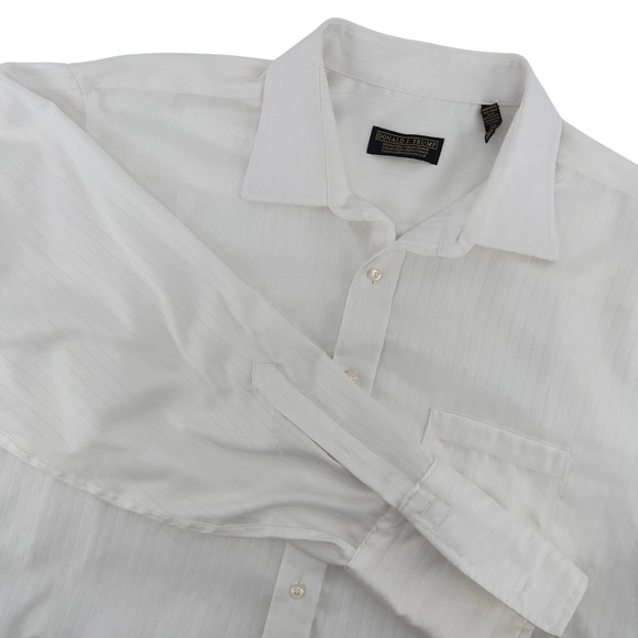 Donald J. Trump Signature Collection White Striped Dress Shirt 18 1/2 - Picture 1 of 7